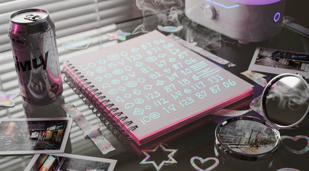 A cyber-neon shallow-bokeh ‘weekly tracker’ visual a simple table or mini-dashboard mock with rows for Location Post format T