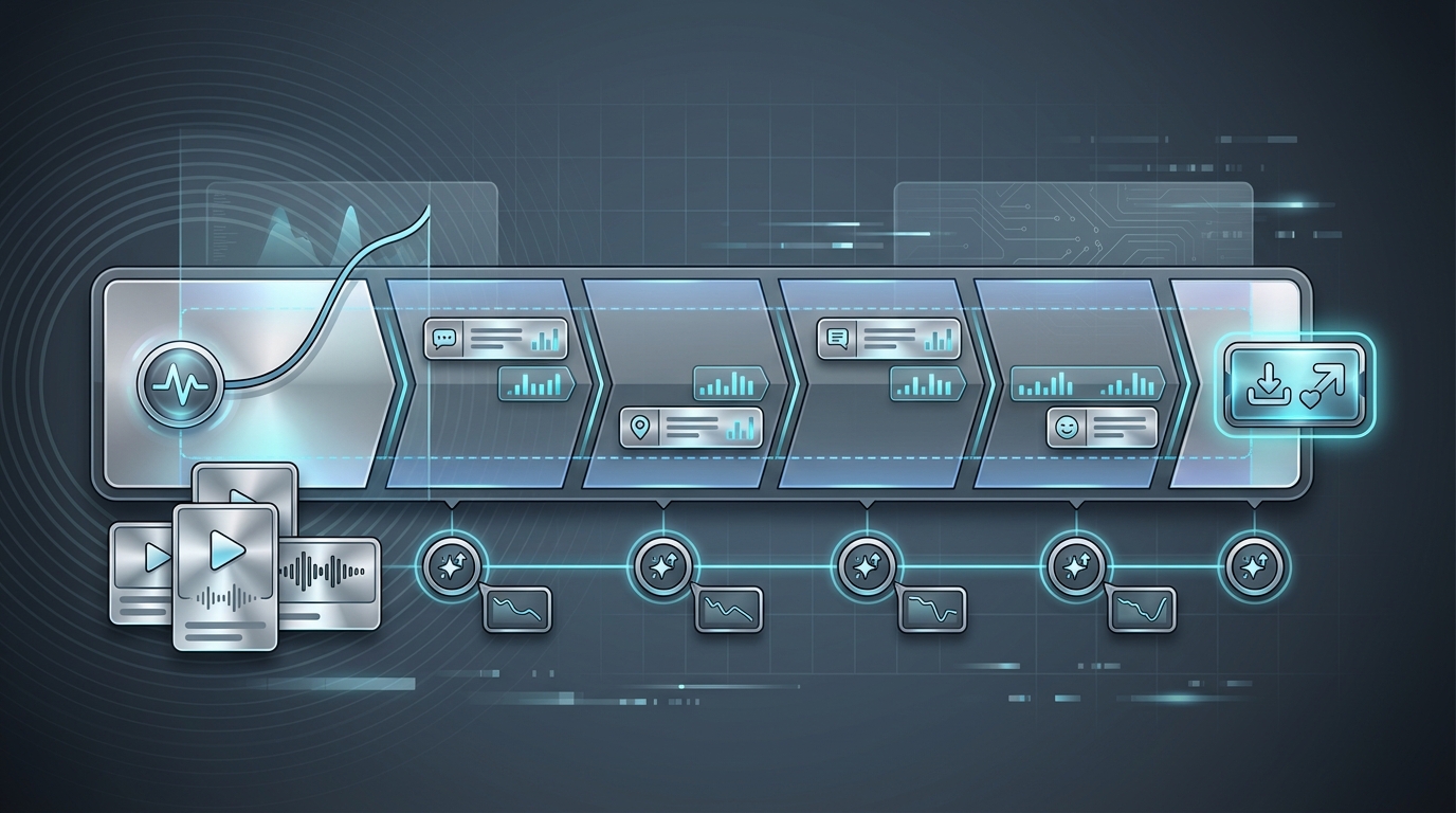 TikTok video anatomy graphic showing hook timing on-screen text placement retention checkpoints and CTA placement (wide layou