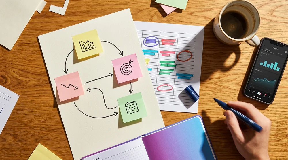 A troubleshooting flowchart for TikTok niche plateaus (symptom → likely cause → fix) plus a simple weekly metrics scorecard.