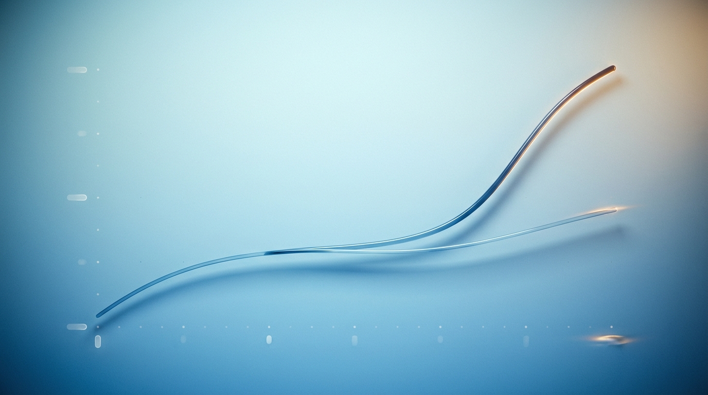 Clean negative-space chart-style visual showing an ‘organic baseline’ line and a ‘boosted momentum’ line for engagement growt